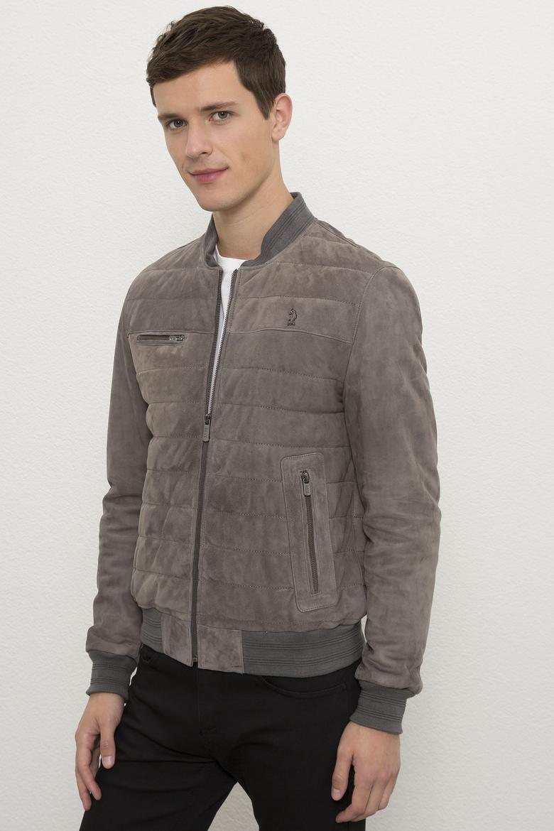 Erkek Gri Deri Mont Kaban - 50215653003