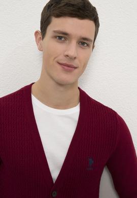 Erkek Bordo Basic Triko Hırka - 50224885038