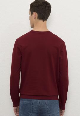 Erkek Bordo Bisiklet Yaka Sweatshirt Basic - 50225481066
