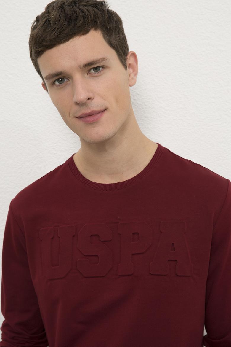 Erkek Bordo Bisiklet Yaka Sweatshirt Basic - 50225481066