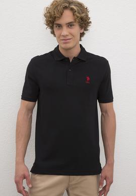 Erkek Siyah Polo Yaka T-Shirt Basic - 50222614071