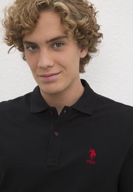 Erkek Siyah Polo Yaka T-Shirt Basic - 50222614071