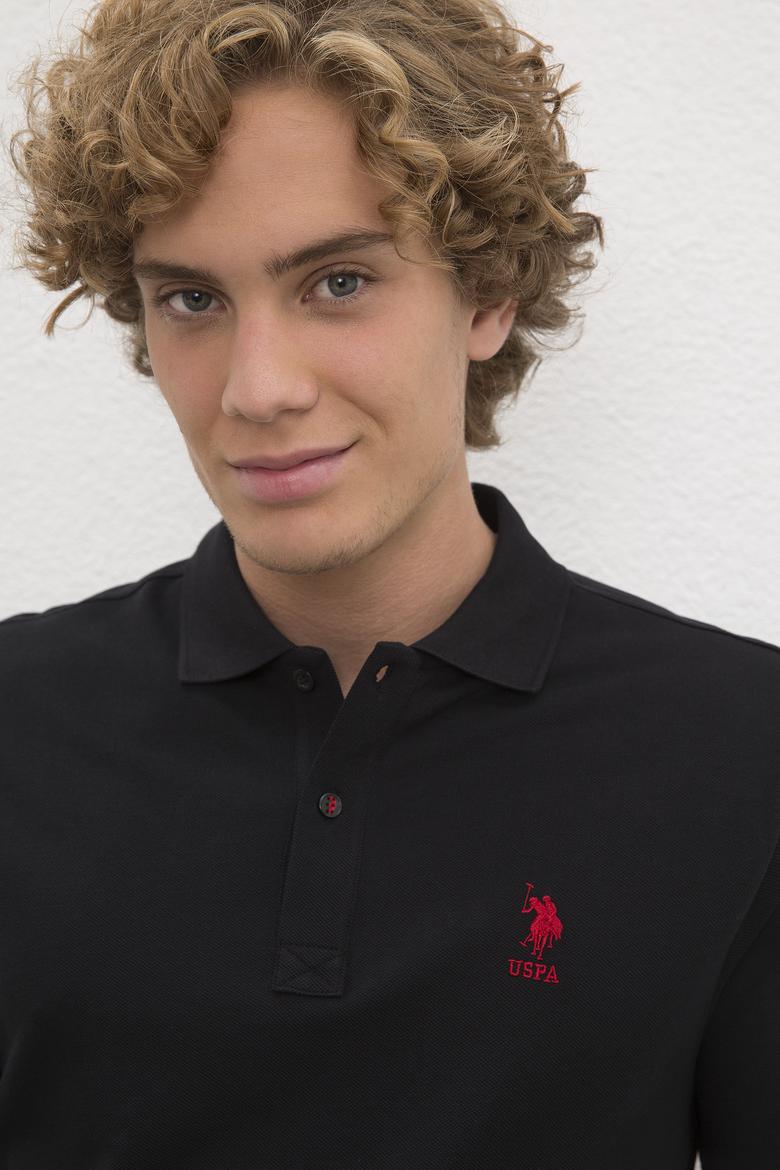 Erkek Siyah Polo Yaka T-Shirt Basic - 50222614071