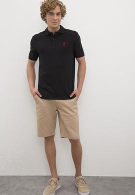 Erkek Siyah Polo Yaka T-Shirt Basic - 50222614071