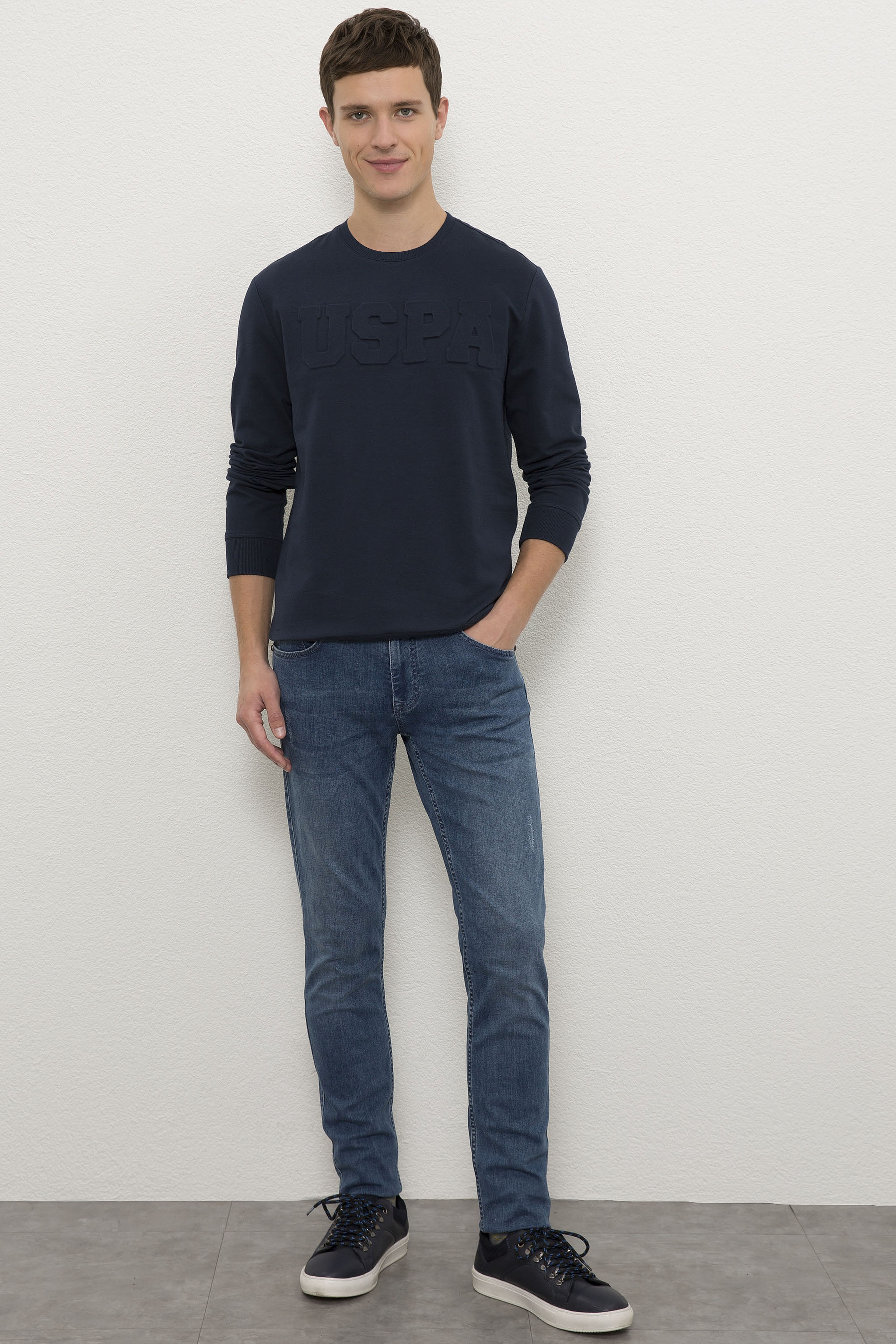 Erkek Lacivert Basic Sweatshirt - Image 4