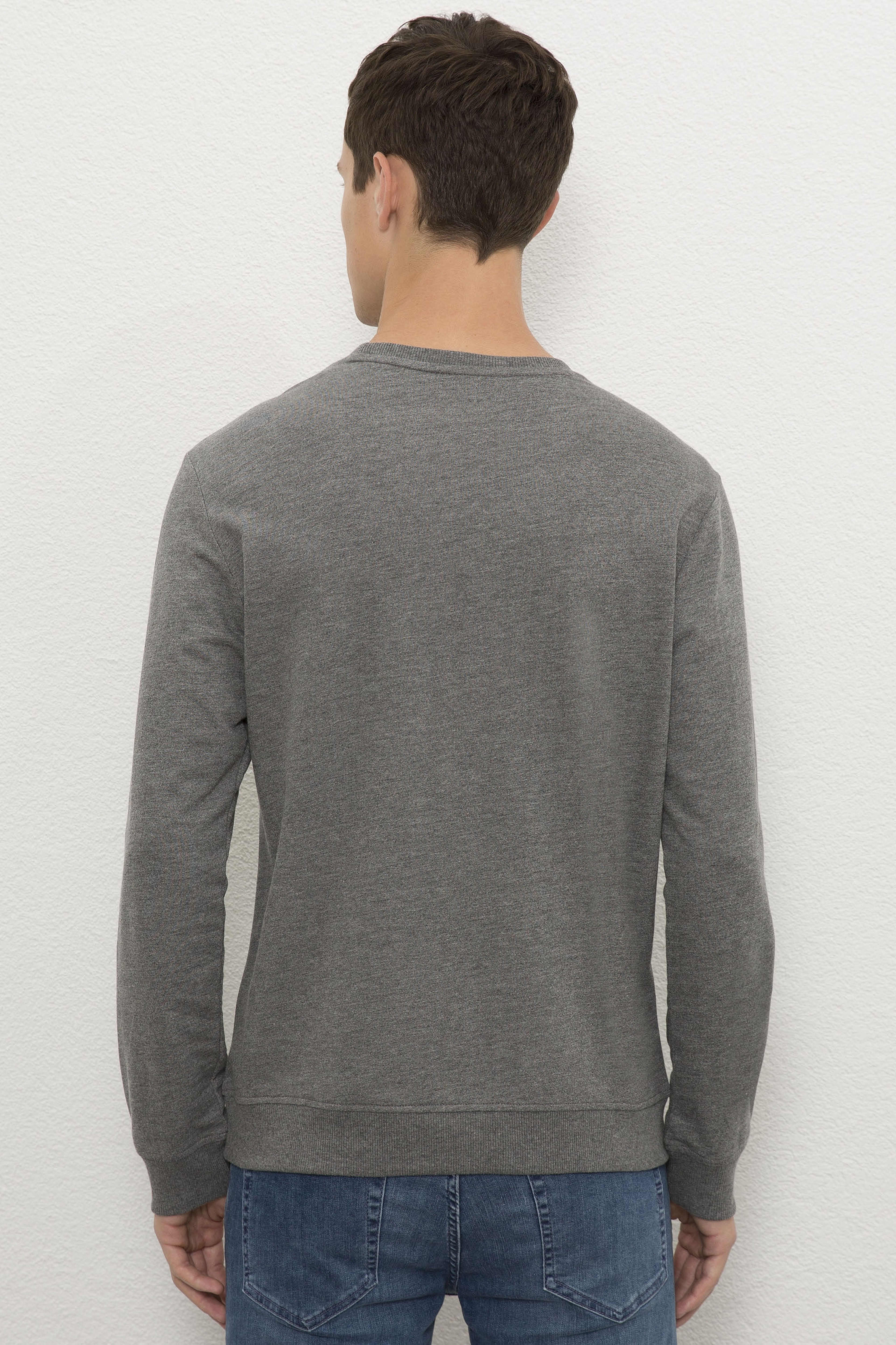 Erkek Antrasit Melanj Basic Sweatshirt