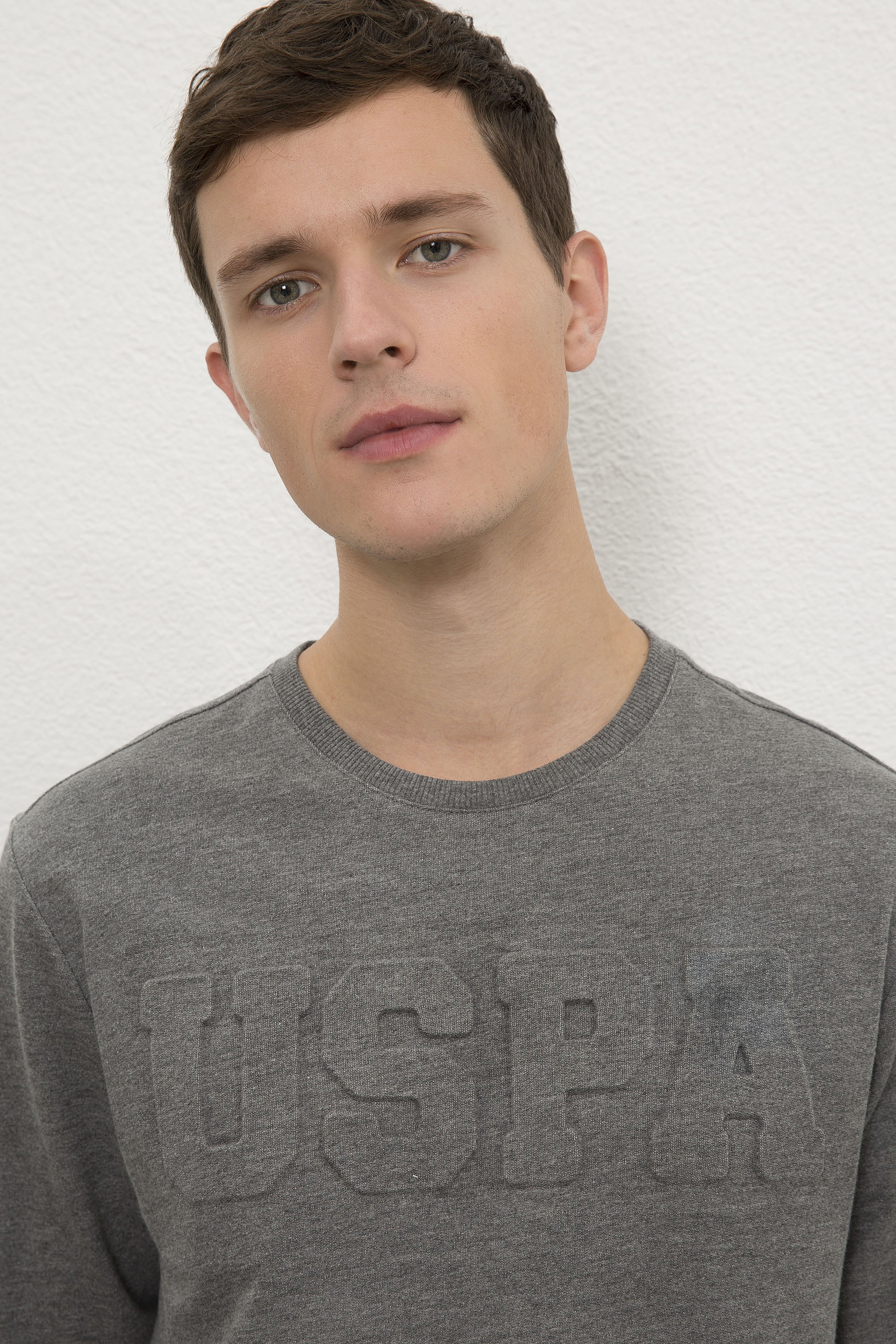 Erkek Antrasit Melanj Basic Sweatshirt - Image 2