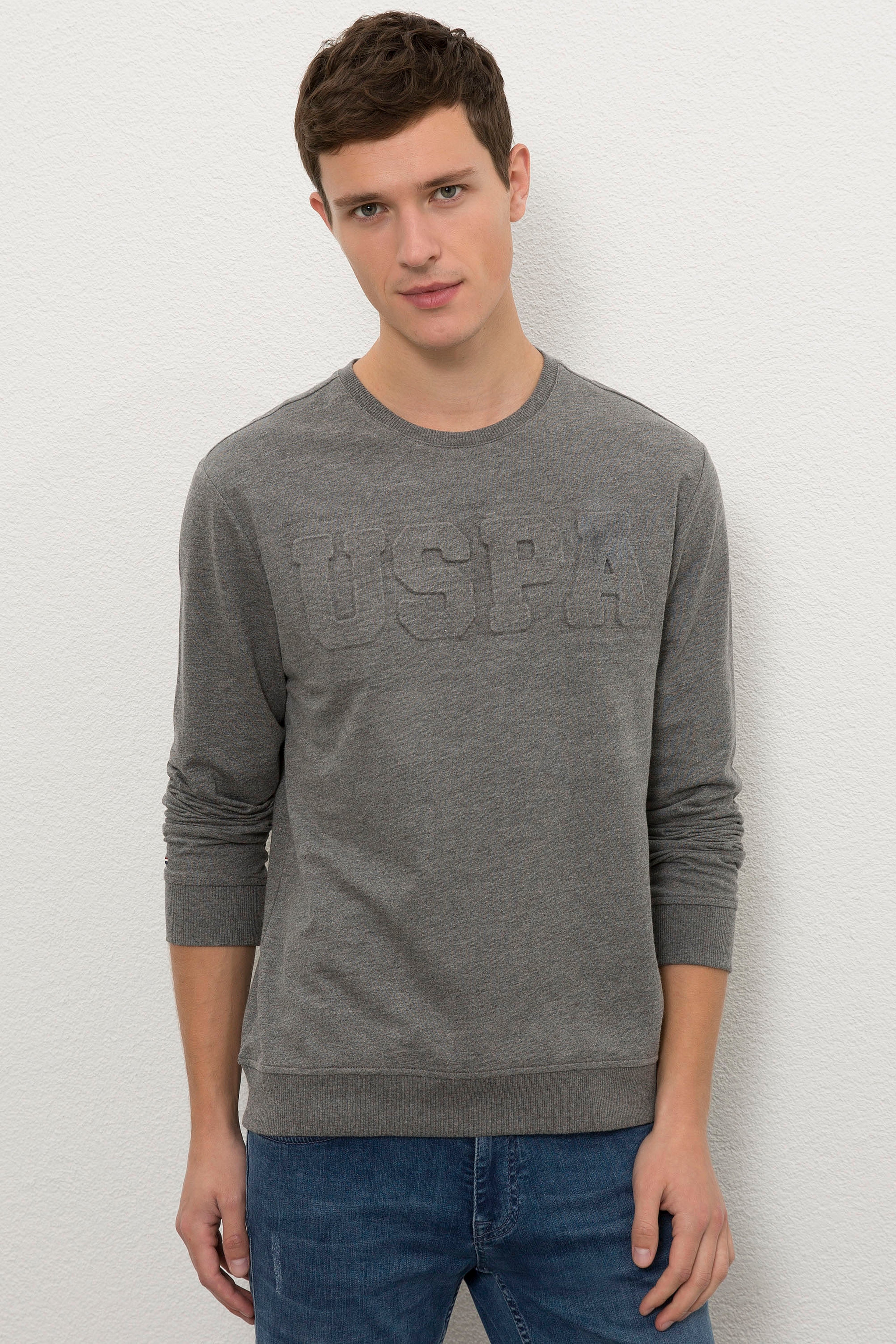 Erkek Antrasit Melanj Basic Sweatshirt - Image 1