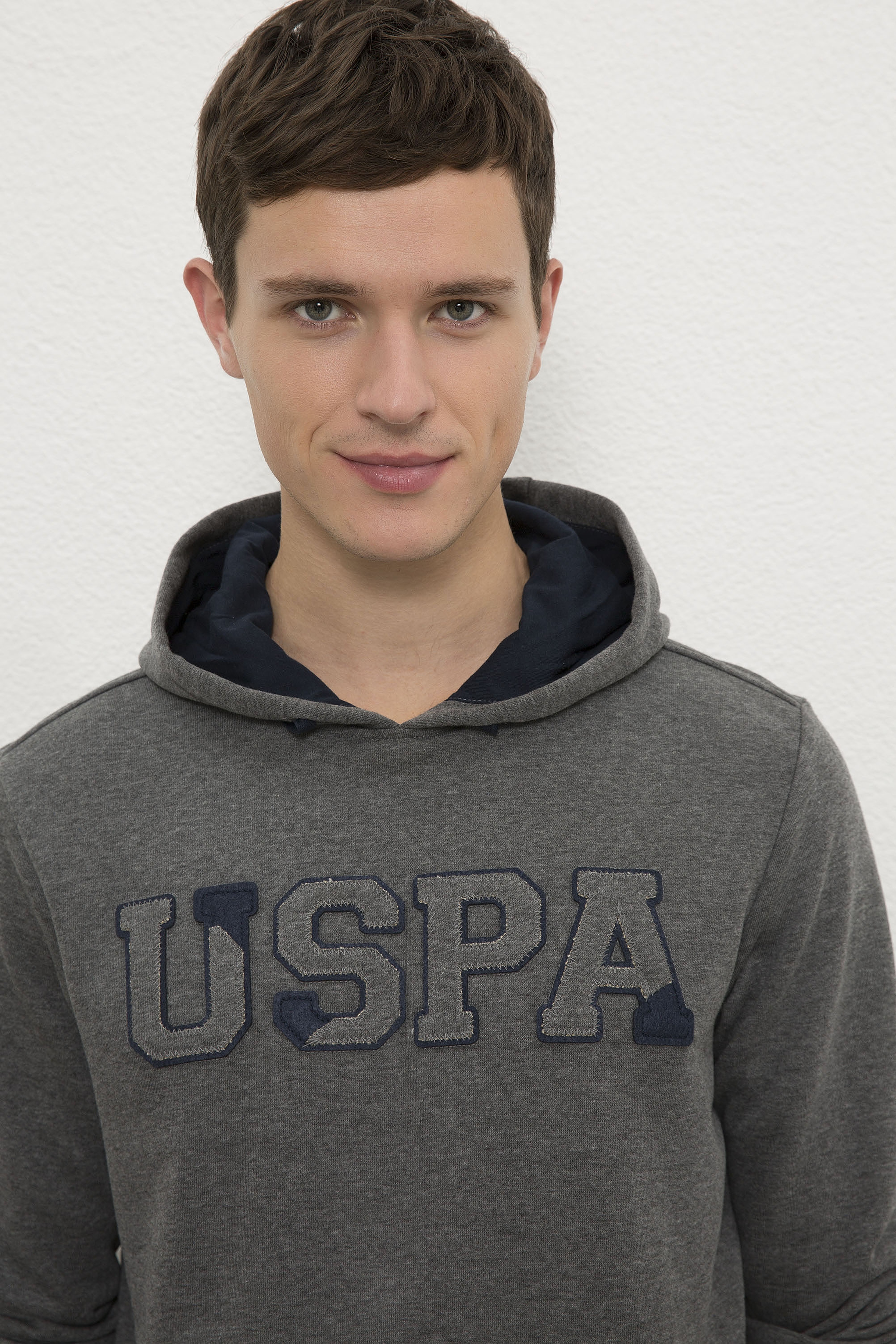 Erkek Antrasit Melanj Kapüşonlu Sweatshirt Basic