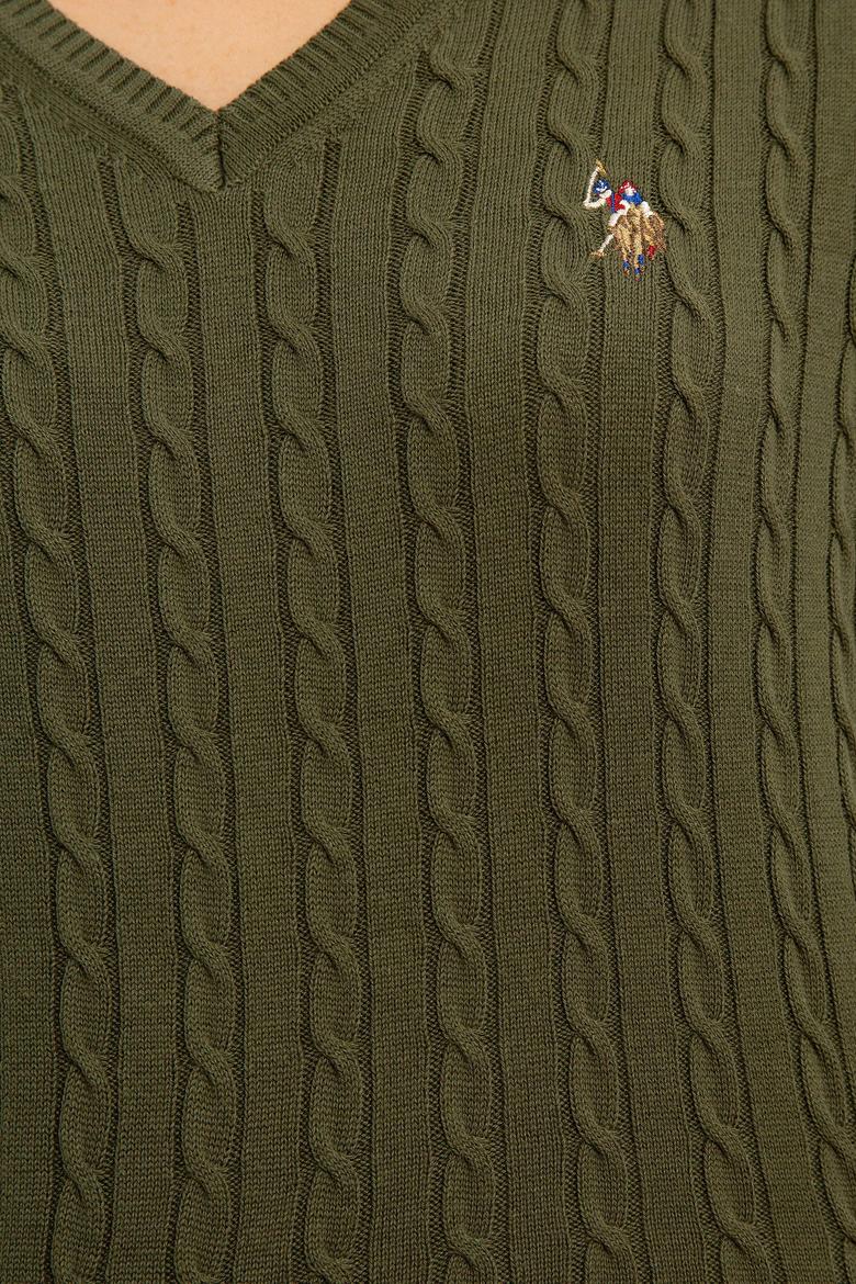 Kadın Yeşil Triko Kazak Basic - 50224708032