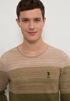 Erkek Haki Bisiklet Yaka Triko Kazak - 50223891038