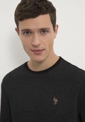 Erkek Siyah Bisiklet Yaka Sweatshirt - 50225448051