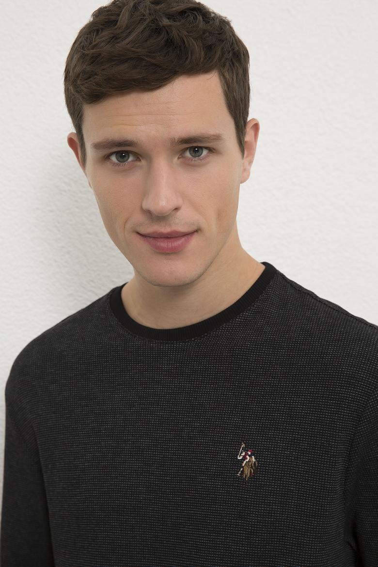 Erkek Siyah Bisiklet Yaka Sweatshirt - 50225448051