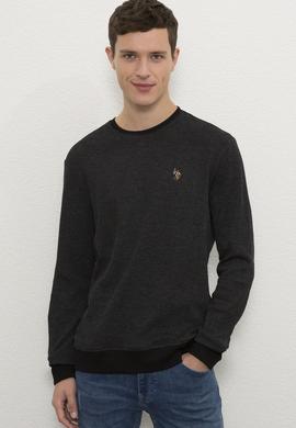Erkek Siyah Bisiklet Yaka Sweatshirt - 50225448051