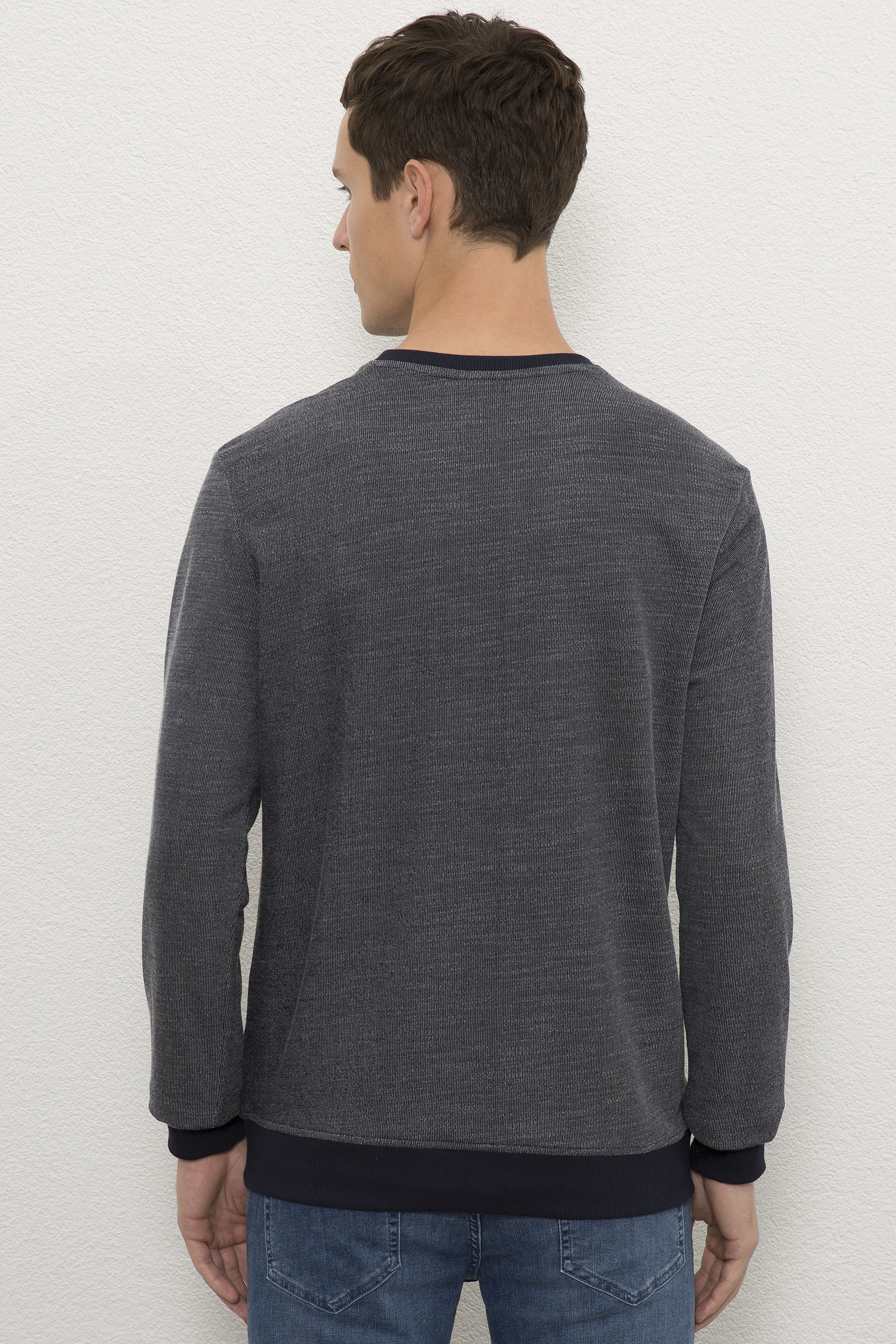 Erkek Lacivert Bisiklet Yaka Sweatshirt