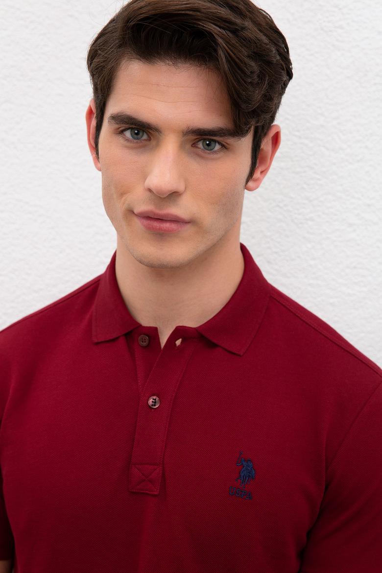 Erkek Plum Polo Yaka Basic T-Shirt - 50222632409