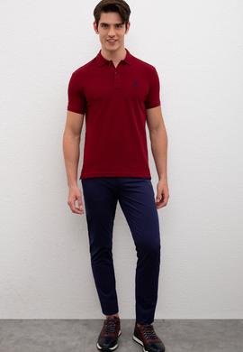 Erkek Plum Polo Yaka Basic T-Shirt - 50222632409