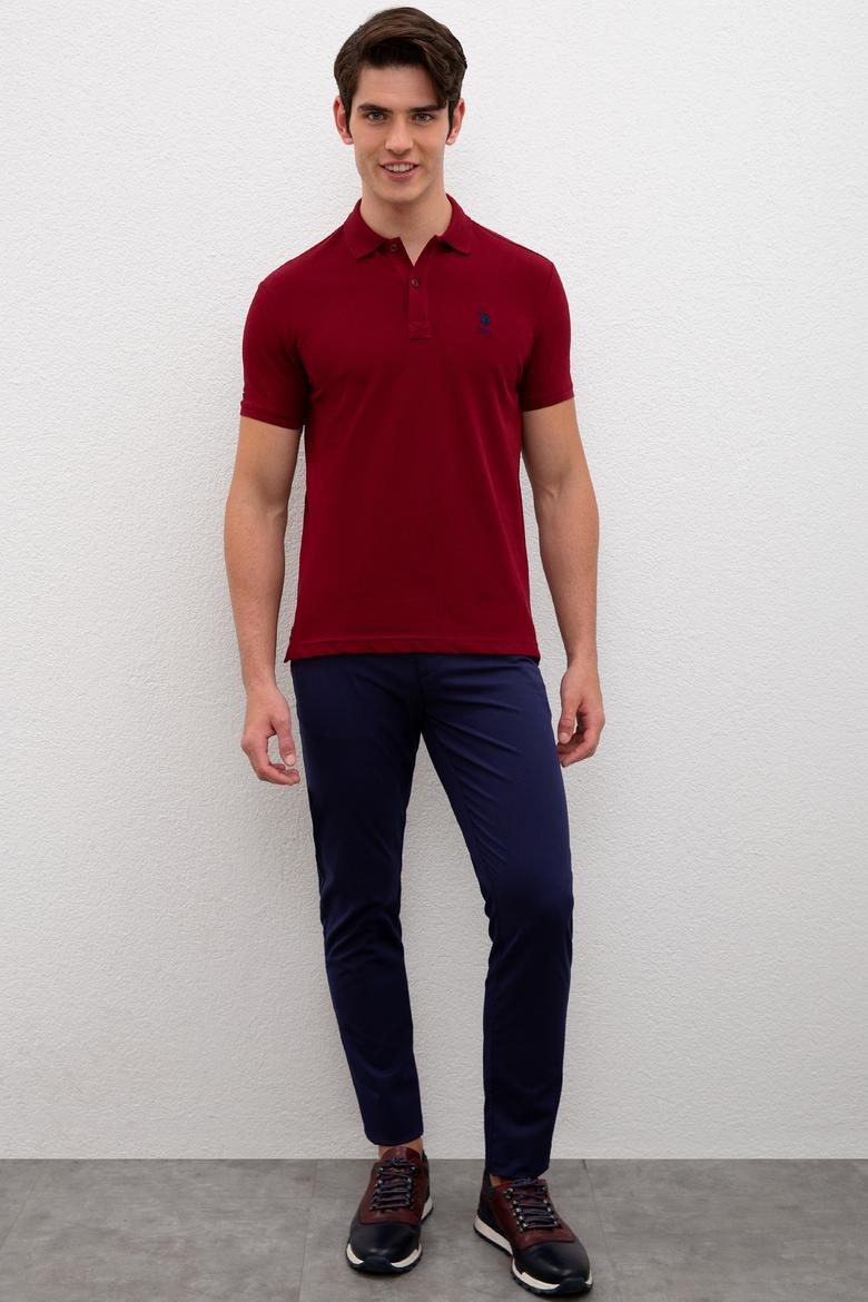 Erkek Plum Polo Yaka Basic T-Shirt - 50222632409