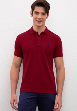 Erkek Plum Polo Yaka Basic T-Shirt - 50222632409