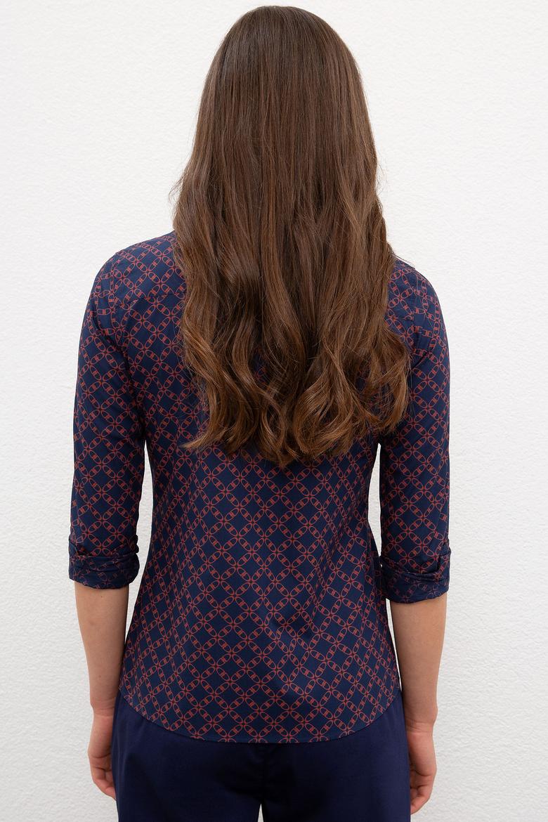 Kadın Lacivert Uzun Kollu Gömlek - 50226426002