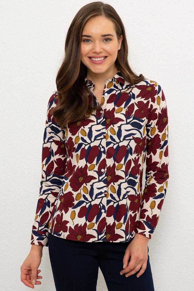 Kadın Ekru Uzun Kollu Gömlek