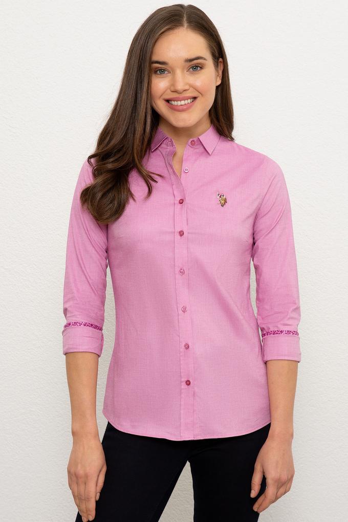 Kadın Mor Gömlek Uzunkol Basic