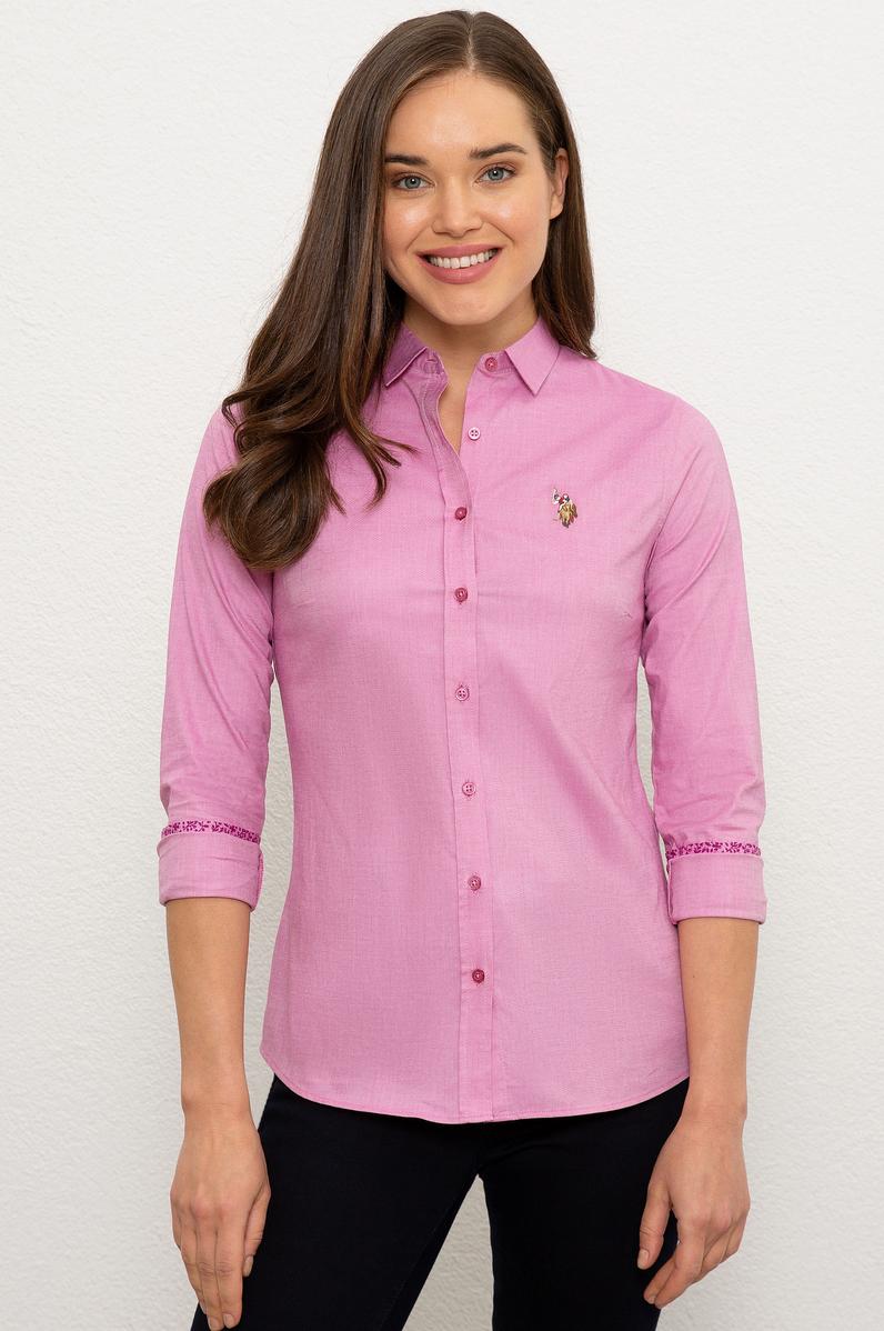 Kadın Mor Gömlek Uzunkol Basic
