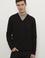 Erkek Siyah V-Yaka Triko Kazak Basic