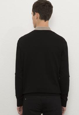 Erkek Siyah V-Yaka Triko Kazak Basic - 50224729015