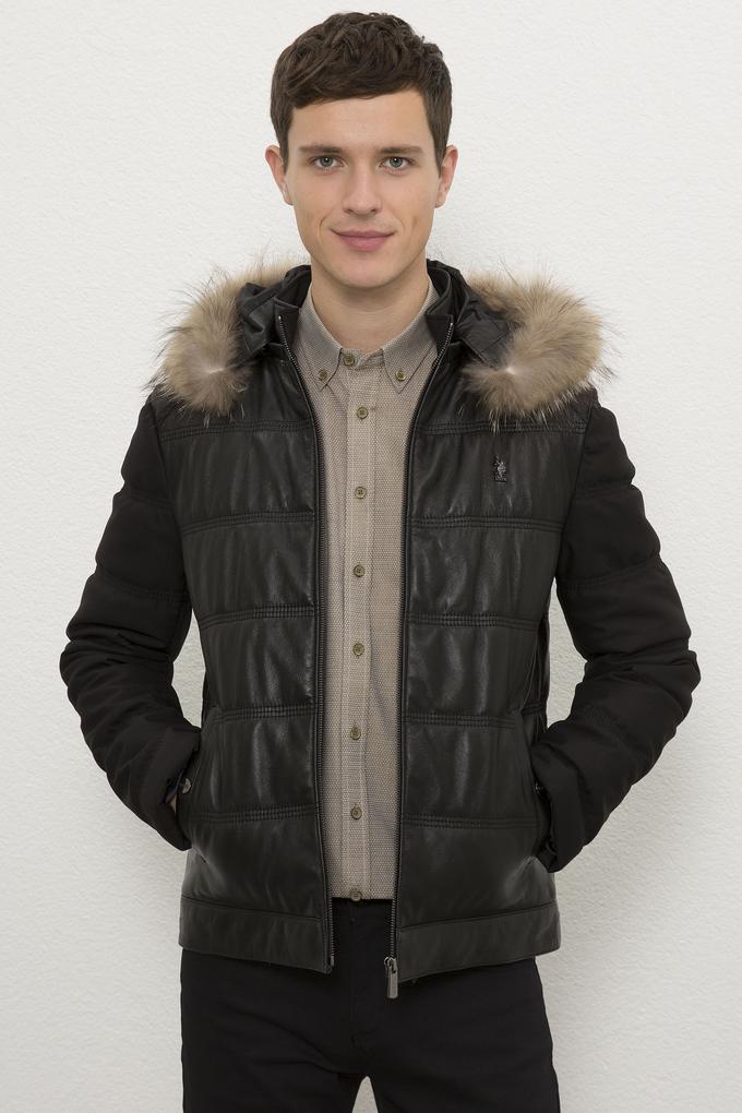 Erkek Siyah Deri Mont Kaban