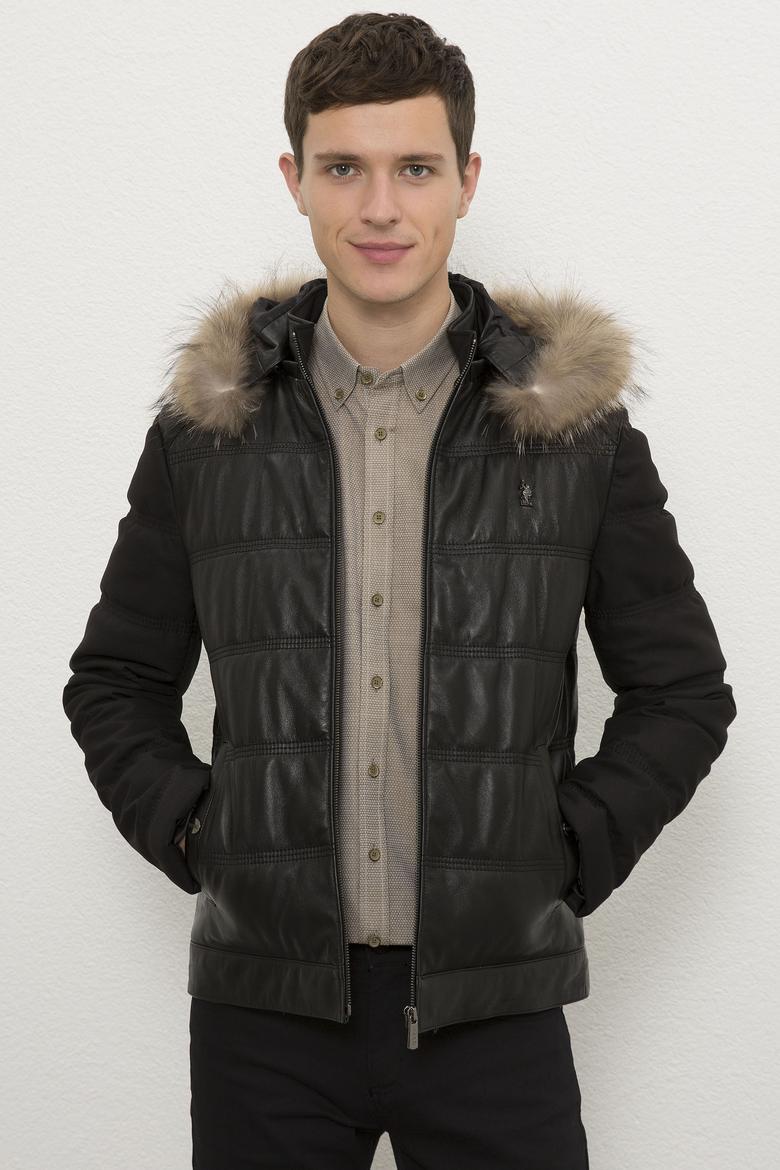 Erkek Siyah Deri Mont Kaban