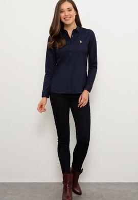 Kadın Lacivert Gömlek Uzunkol Basic - 50219519048