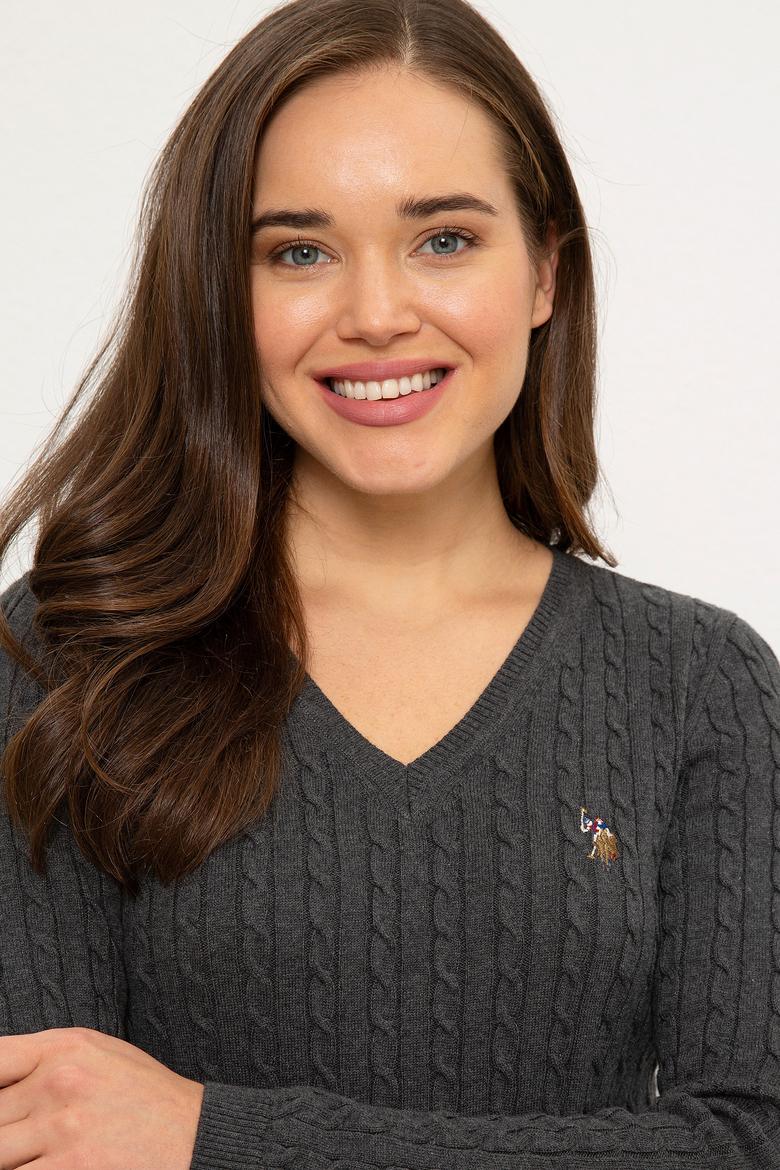 Kadın Gri Triko Kazak Basic - 50224708040