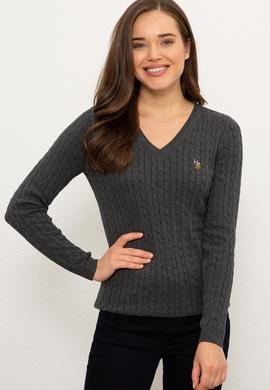 Kadın Gri Triko Kazak Basic - 50224708040
