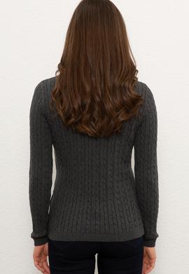 Kadın Gri Triko Kazak Basic - 50224708040