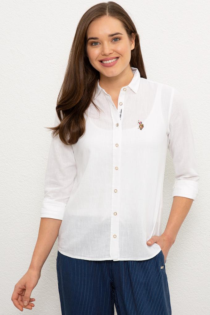 Kadın Beyaz Gömlek Uzunkol Basic