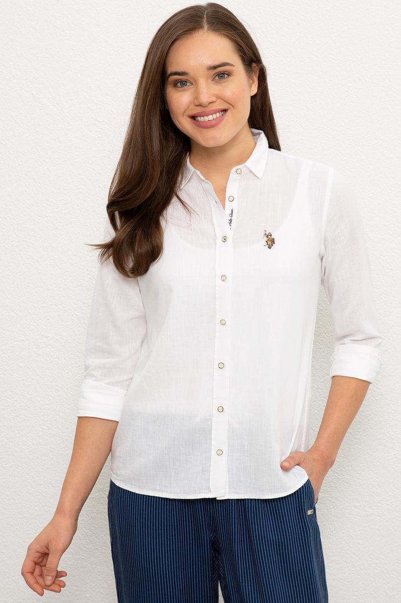 Kadın Beyaz Gömlek Uzunkol Basic