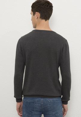 Erkek Antrasit Melanj Bisiklet Yaka Triko Kazak - 50223878028