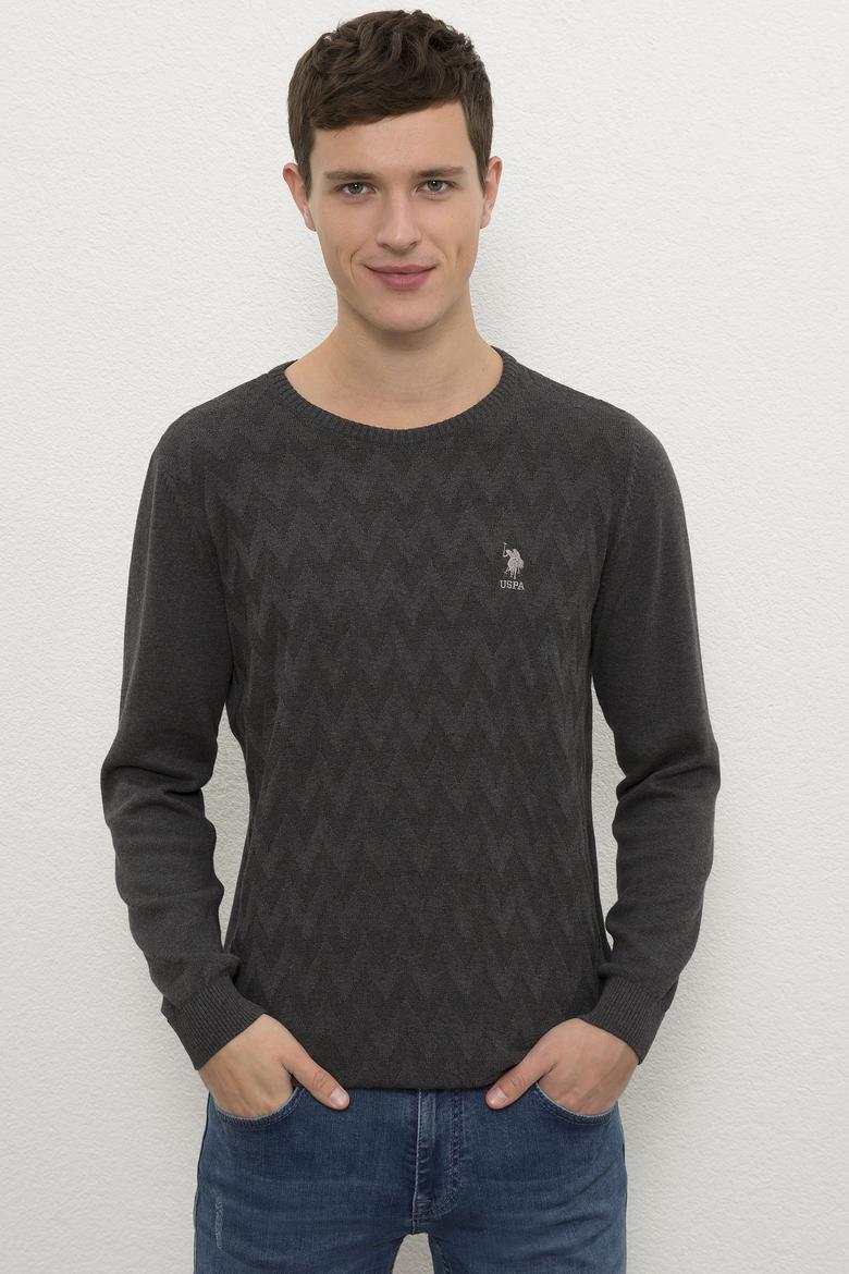 Erkek Antrasit Melanj Bisiklet Yaka Triko Kazak