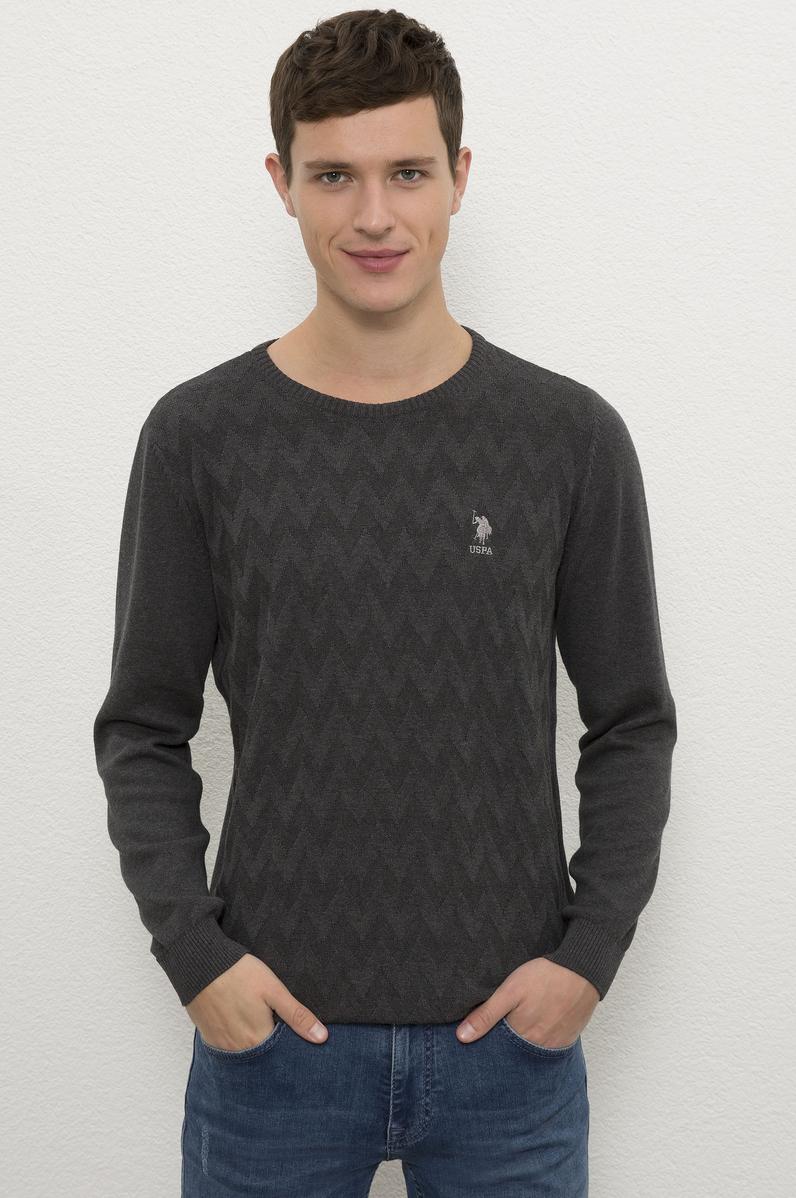 Erkek Antrasit Melanj Bisiklet Yaka Triko Kazak