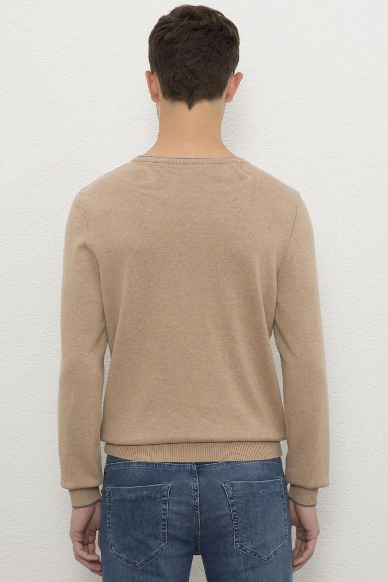 Erkek Camel Melanj Bisiklet Yaka Triko Kazak - 50223882049