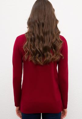 Kadın Bordo Basic Kazak - 50224704048