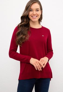 Kadın Bordo Basic Kazak - 50224704048