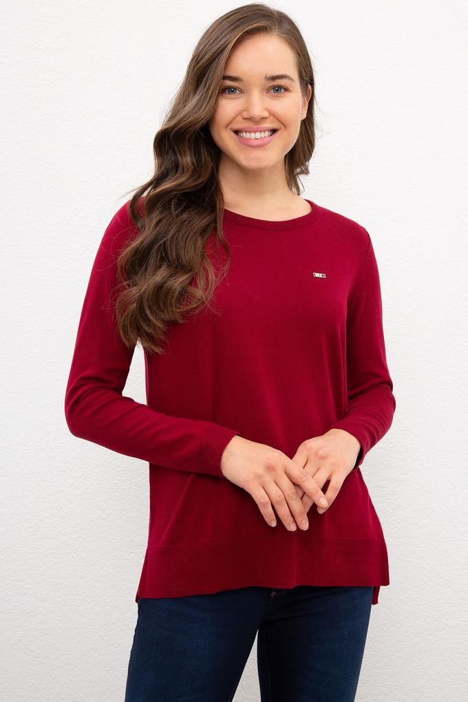 Kadın Bordo Basic Kazak