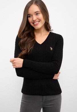 Kadın Siyah Basic Kazak - 50224708018