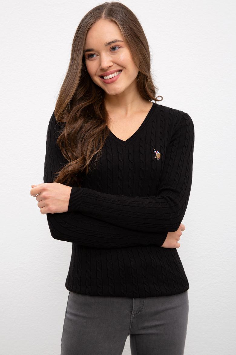 Kadın Siyah Basic Kazak