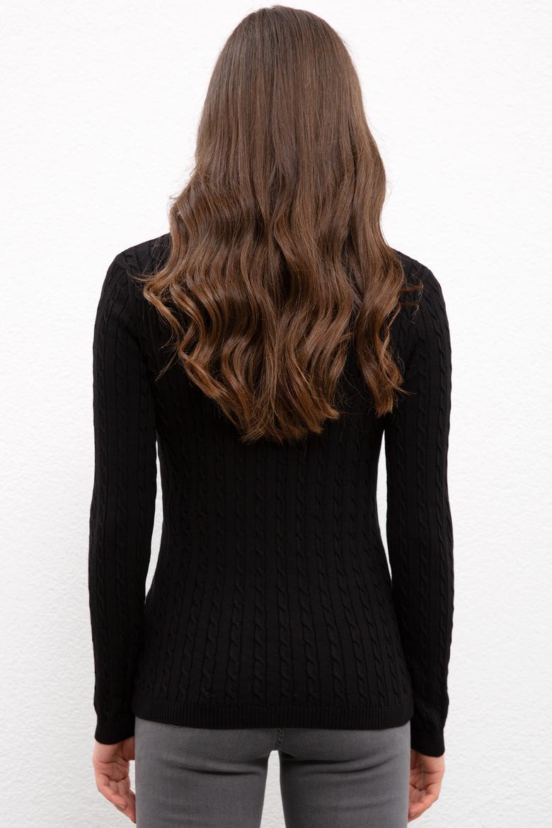 Kadın Siyah Basic Kazak - 50224708018