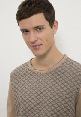 Erkek Camel Melanj Bisiklet Yaka Triko Kazak - 50223882049