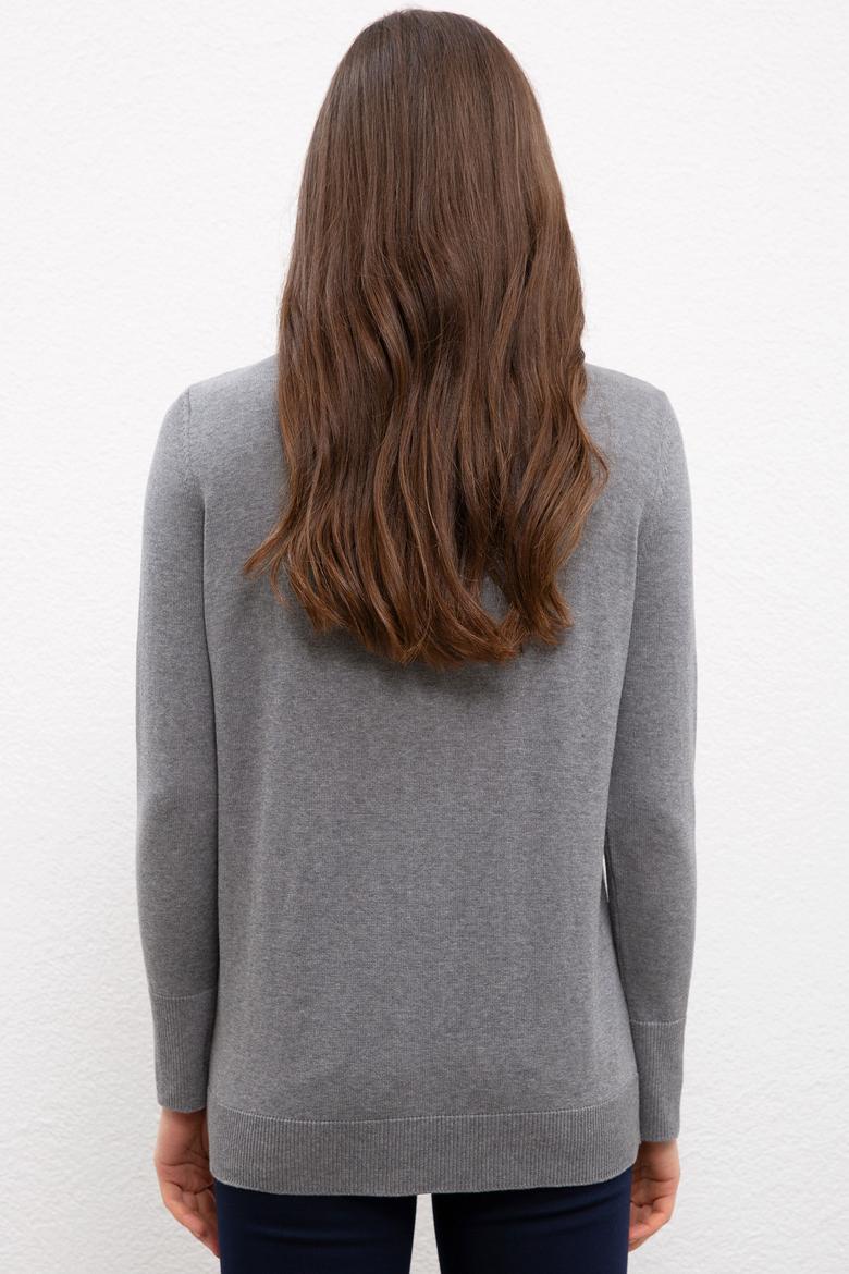 Kadın Gri Triko Kazak - 50223950014