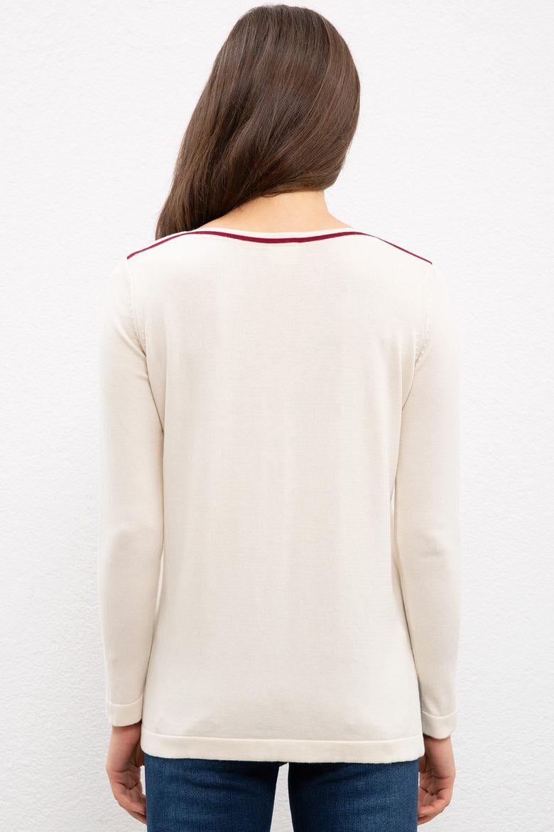 Kadın Beyaz Triko Kazak - 50223951023